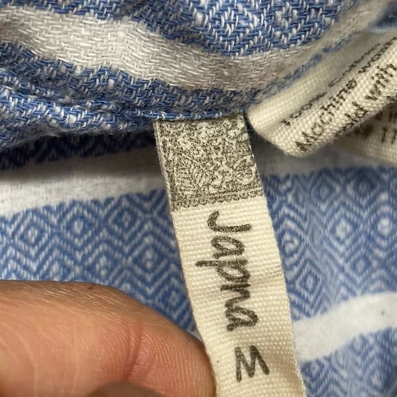 Japna Short Sleeve Collared Striped Shirt Dress Blue And White Size M Pockets - Picture 3 of 10